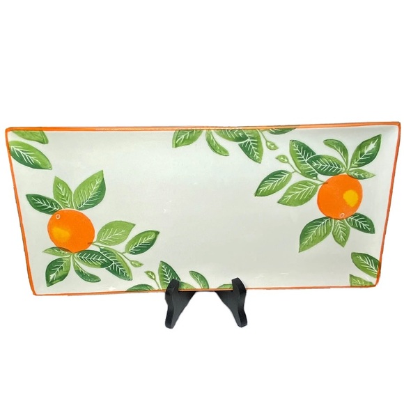 PapArt Seramik Ceramics Oranges Botanical Serving Platter Hand Painted Tray Dish - Picture 1 of 8
